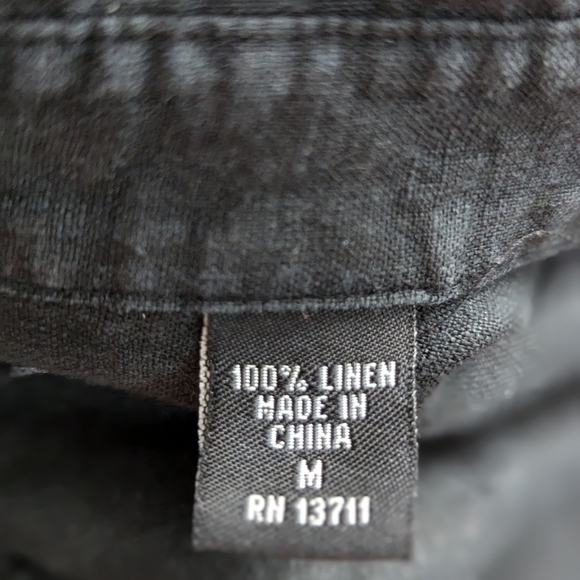 Valerie Stevens 100% Linen Black Tunic Top Shirt Dress Cover Up M - Picture 6 of 7